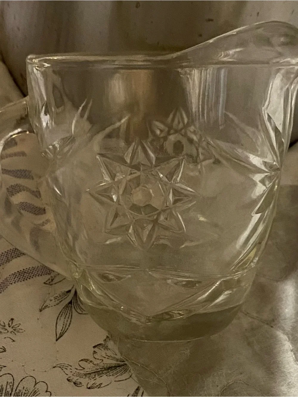 Crystal Sugar Bowl with Lid and Matching Creamer - Clear
